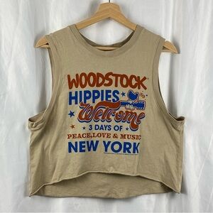 Woodstock Hippies Welcome New York Graphic Beige Tank Top Size XS